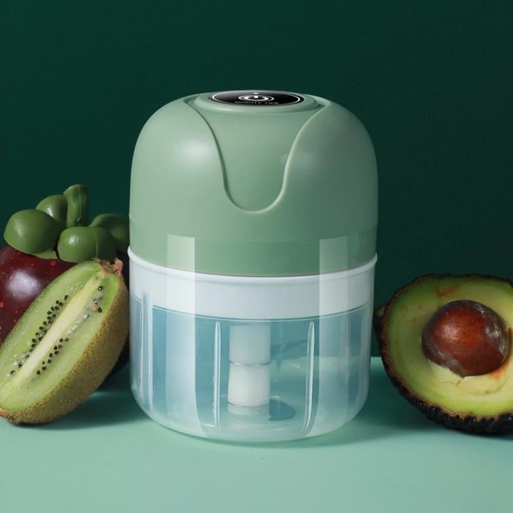 Mini Processador Elétrico Moedor Carne Vegetais, Legumes, Alho Fruta Amendoim Recarregável USB 250ml