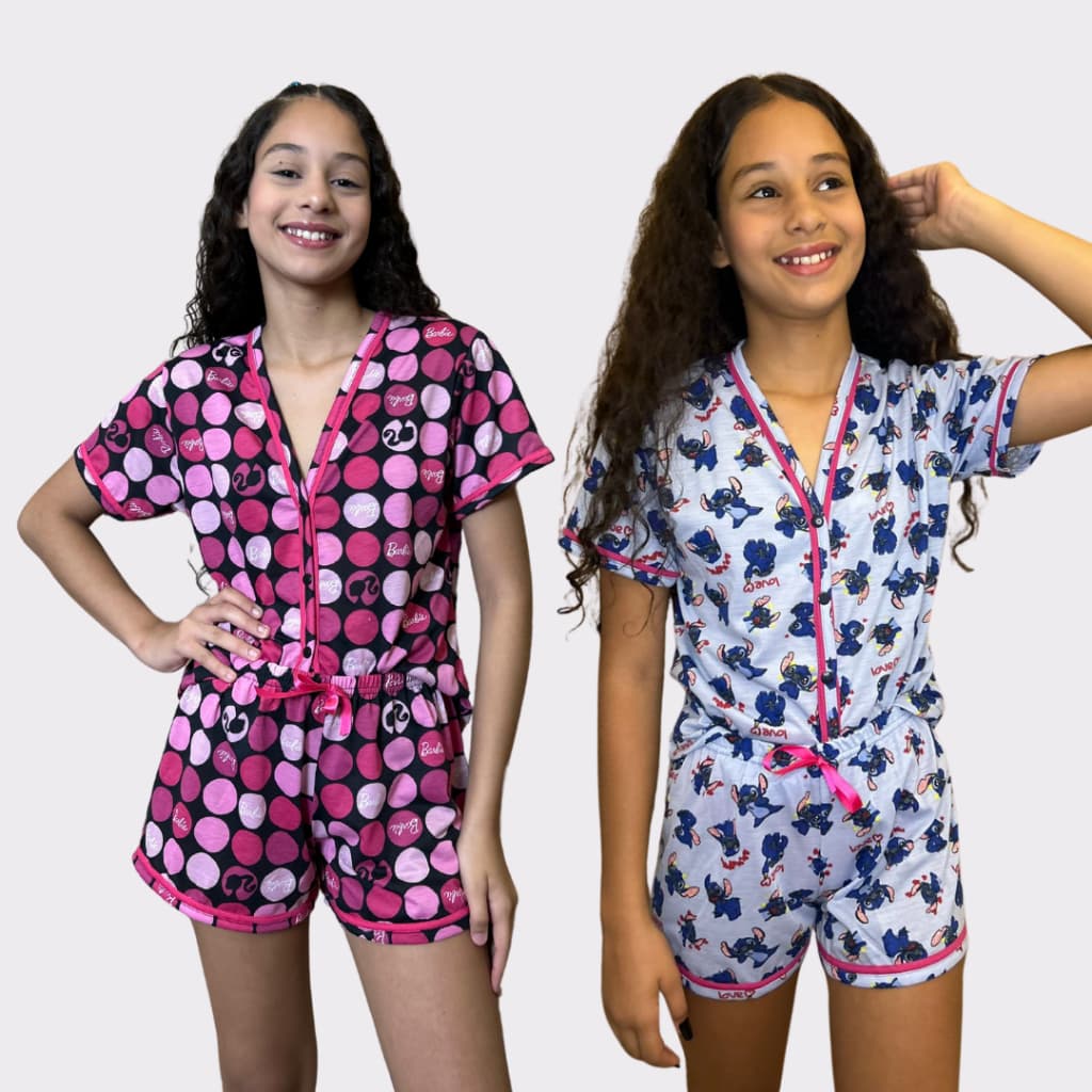 Kit c/ 2 Baby doll Infantil Estampado/ Pijama Infantil Americano