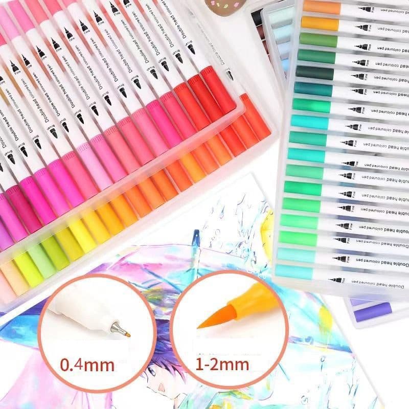 Caneta Brush Pen Kit Com 24 ou 12 Cores com ponta dupla pincel estilo brushpen e ponta fina
