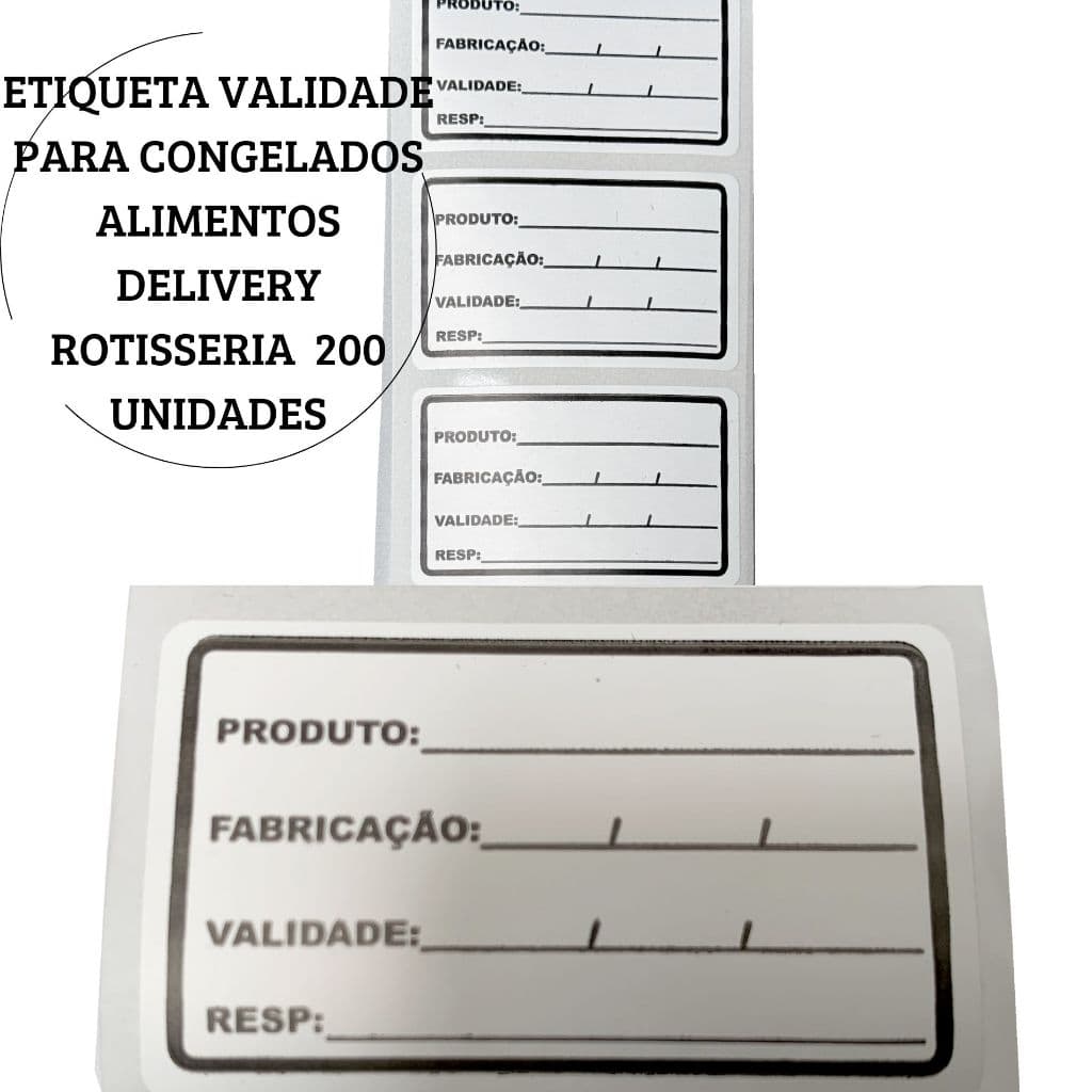 200 ETIQUETA VALIDADE 5X3 CM IDEAL P/ ROTISSERIA DELIVERY CONGELADOS ANTI BORRAO Á PROVA D AGUA