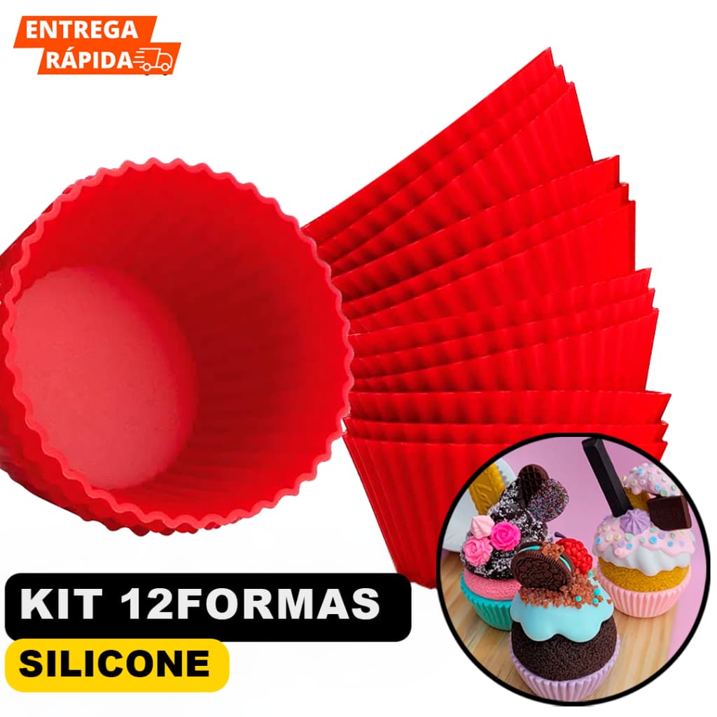 Cupcake 12 Formas De Silicone Resistente Para Altas E Baixas Temperatura De Bolos Fácil Desinformar