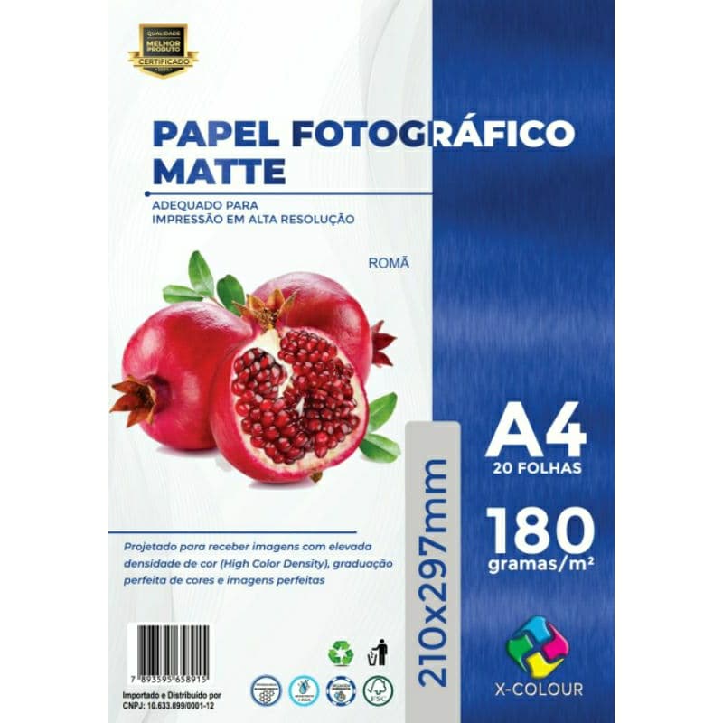 200 FOLHAS PAPEL FOTOGRÁFICO MATTE FOSCO 180GR A4