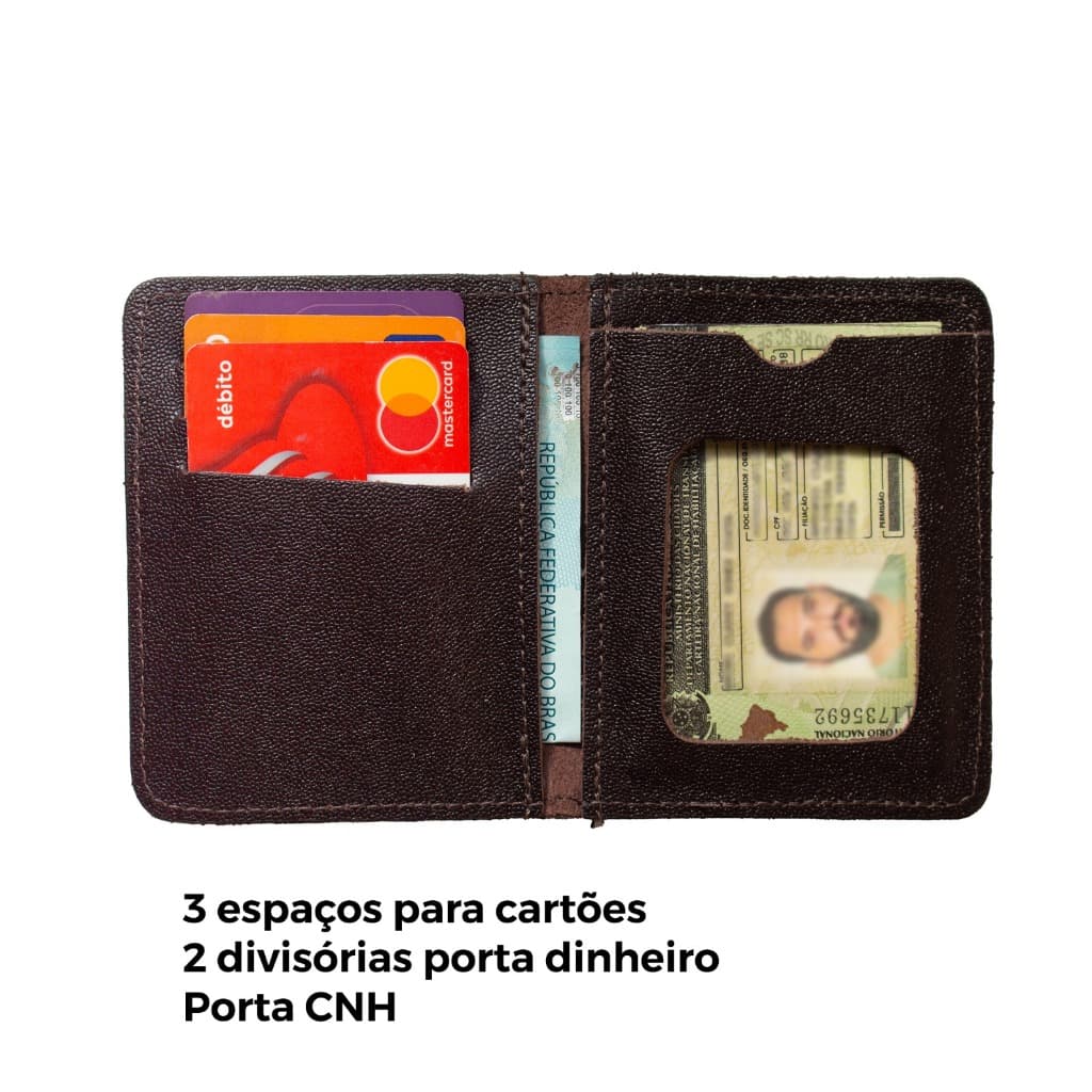 Carteira De Couro Slim Masculina Fina Porta Cartões E Cnh porta cartão masculino