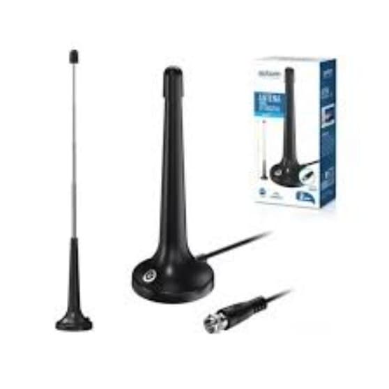 Antena Digital HDTV 5dBi retrátil 4 estágios Cabo Com 3 metros e base magnética AN-Z25 EXBOM
