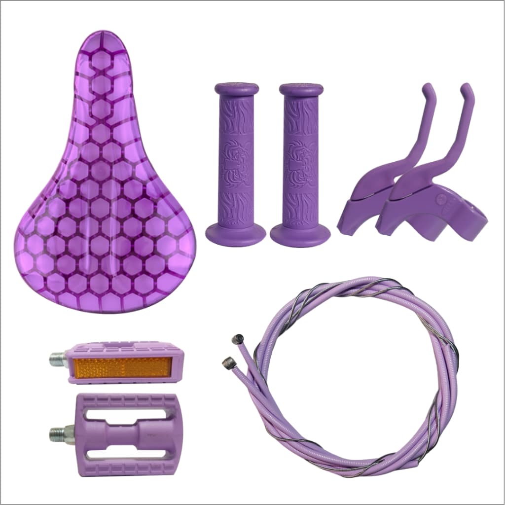 Kit Selim Pedais Manetes Manoplas Conduites Aro 16 Lilas