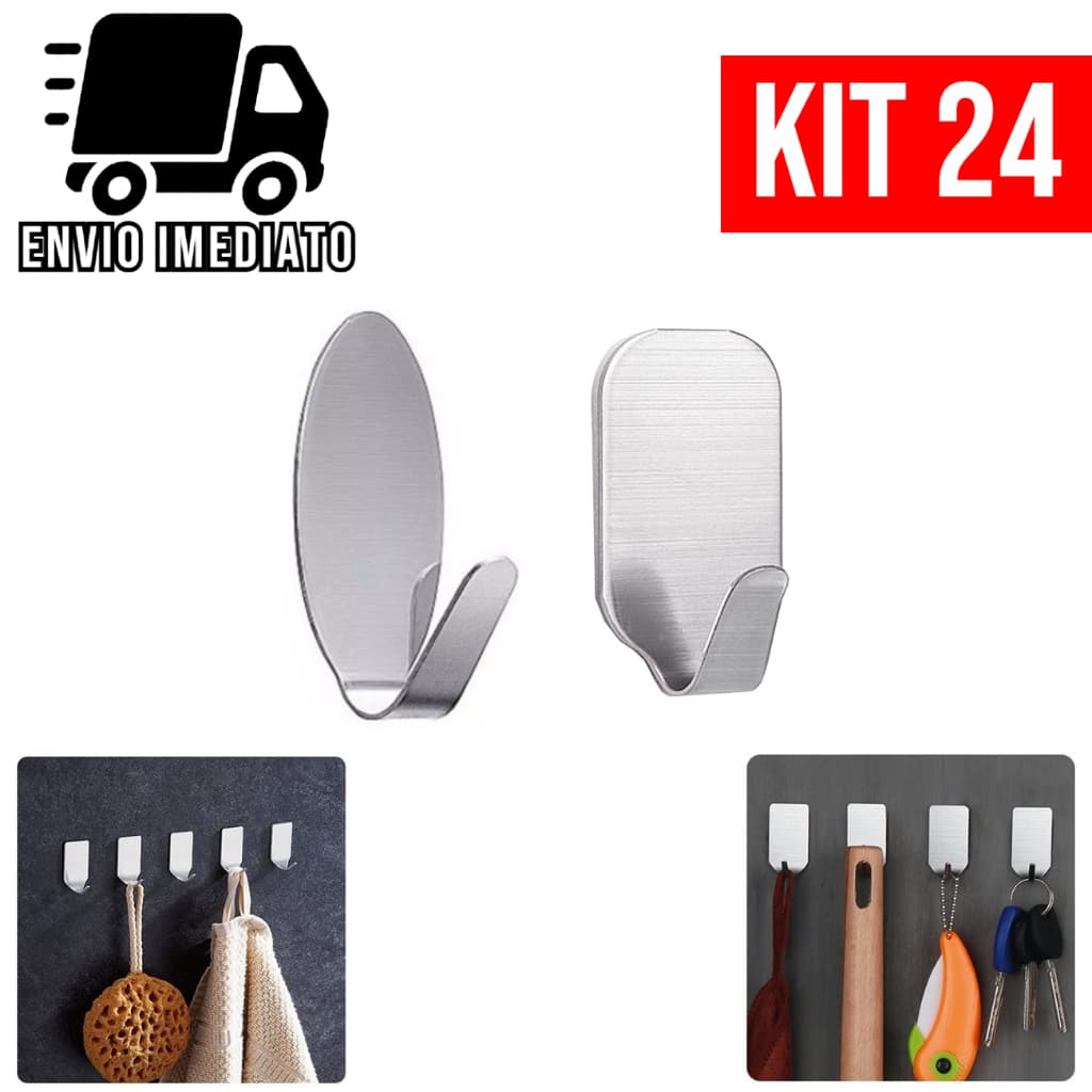 Gancho Adesivo Organizador Multiuso para Parede Metal Cozinha Banheiro