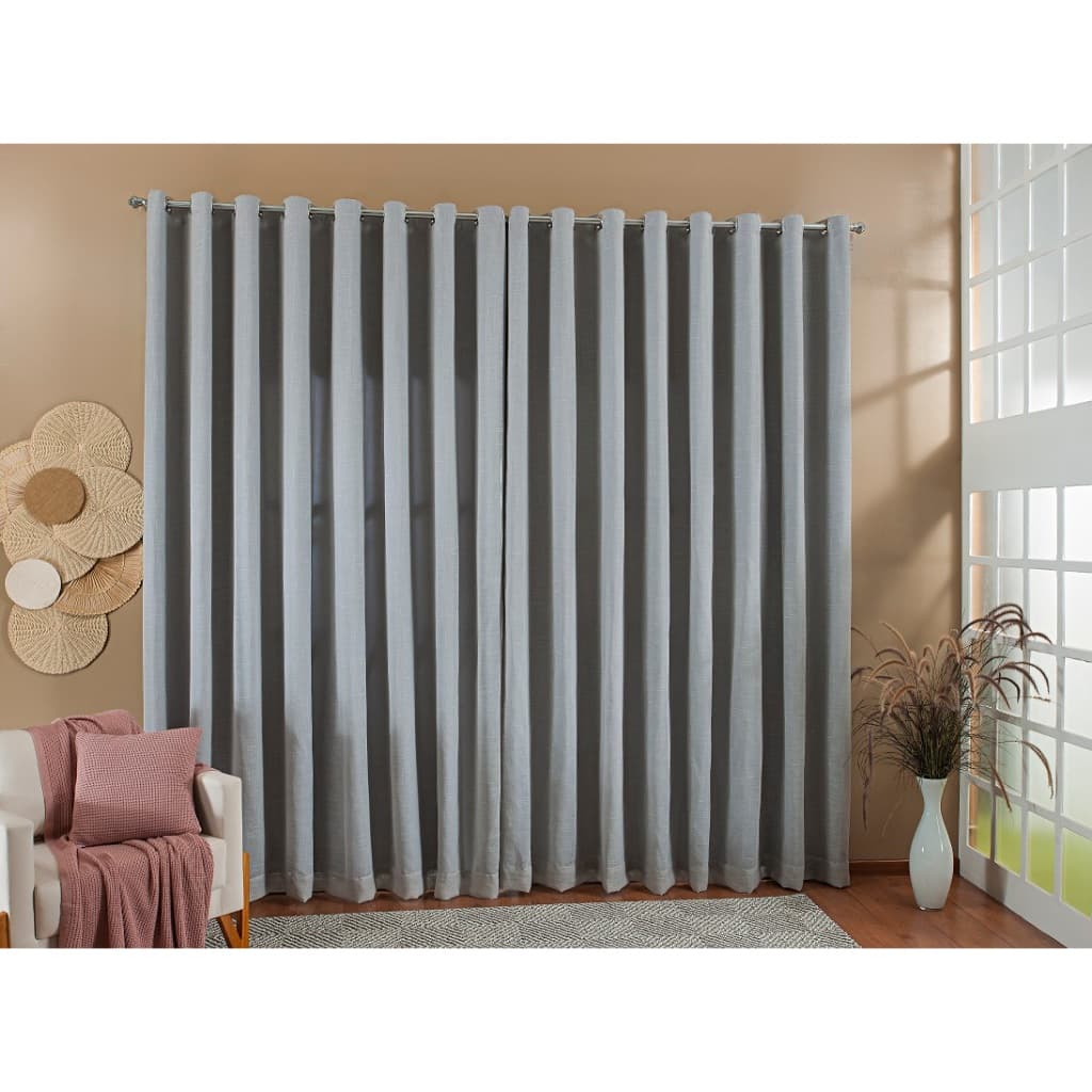 Cortina Luxo Voil Gase De Linho Com Forro Blackout 8,00x2,50 Sala E Quarto Promoção