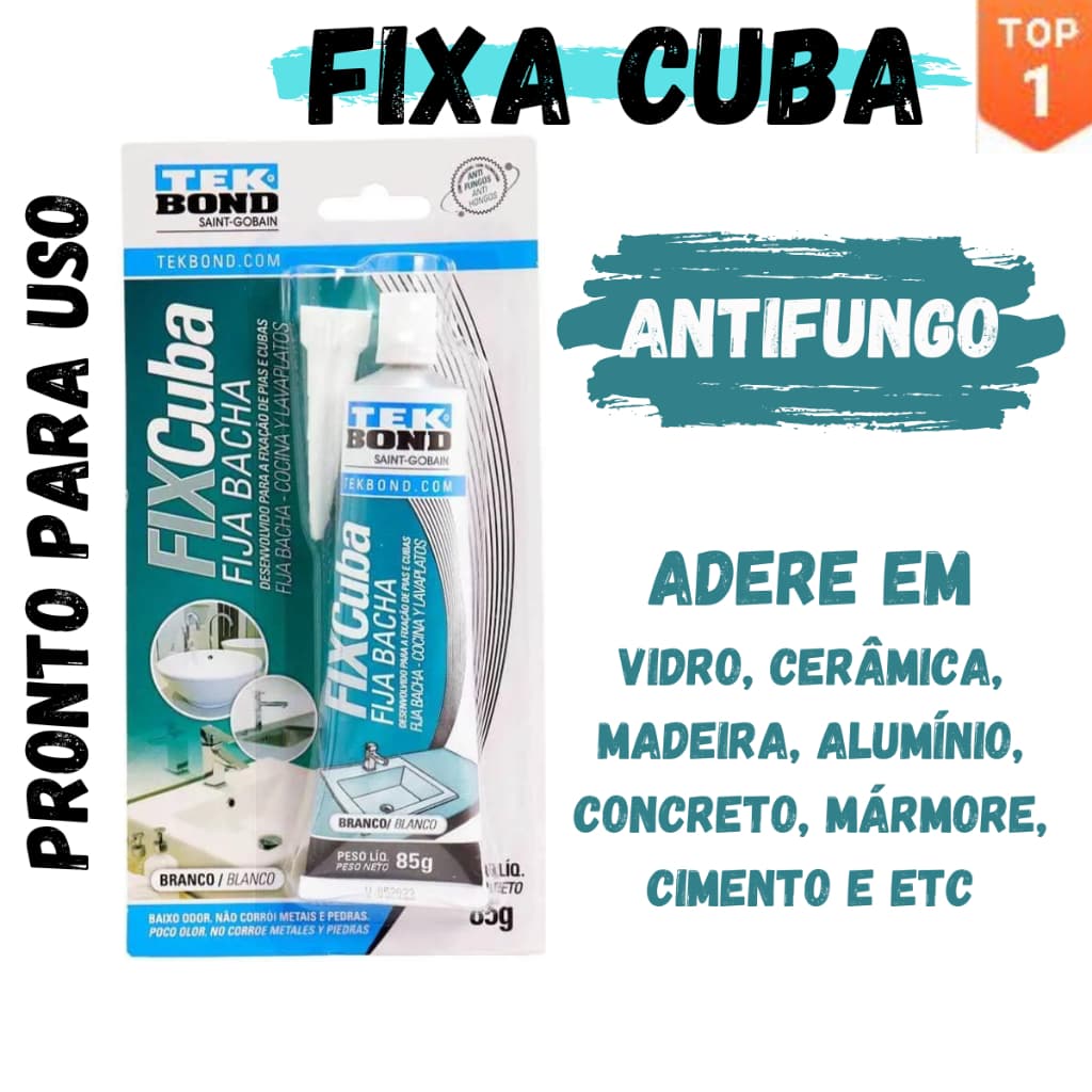 Cola Fixa Cuba Tekbond 85g Branco para Pias Cozinha banheiro
