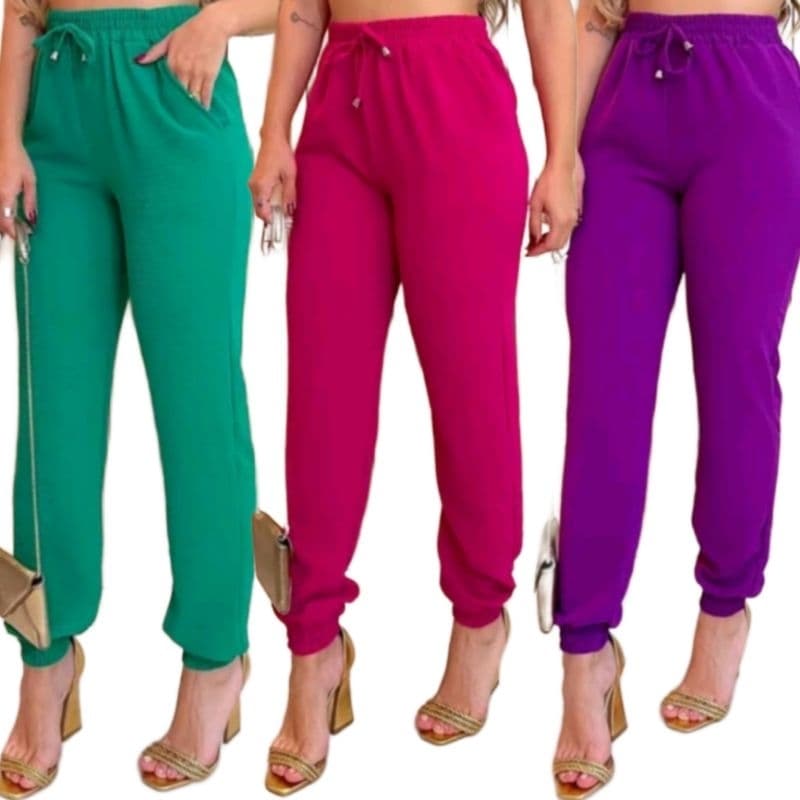 Calça Feminina jogguer com bolso Cintura Alta