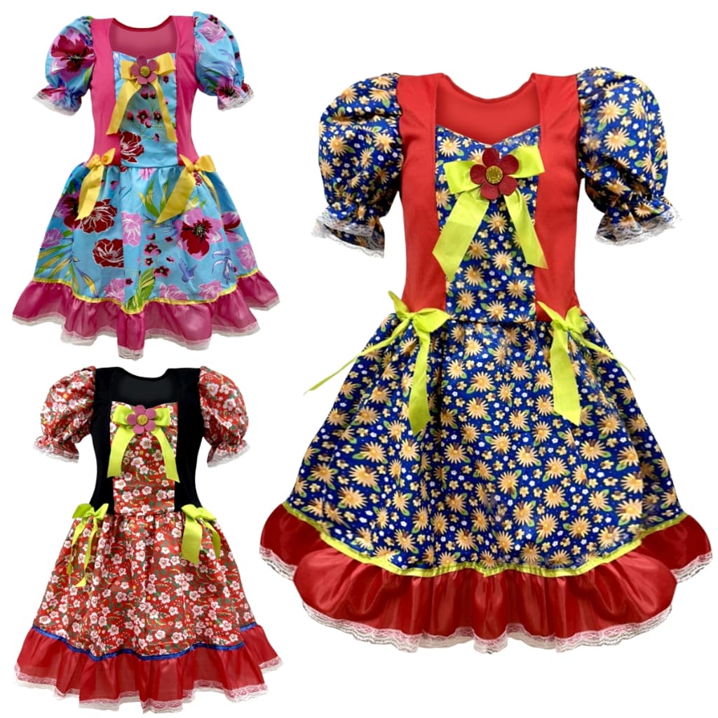 Vestido Infantil Junino Menina Festa Caipirinha Quadrilha