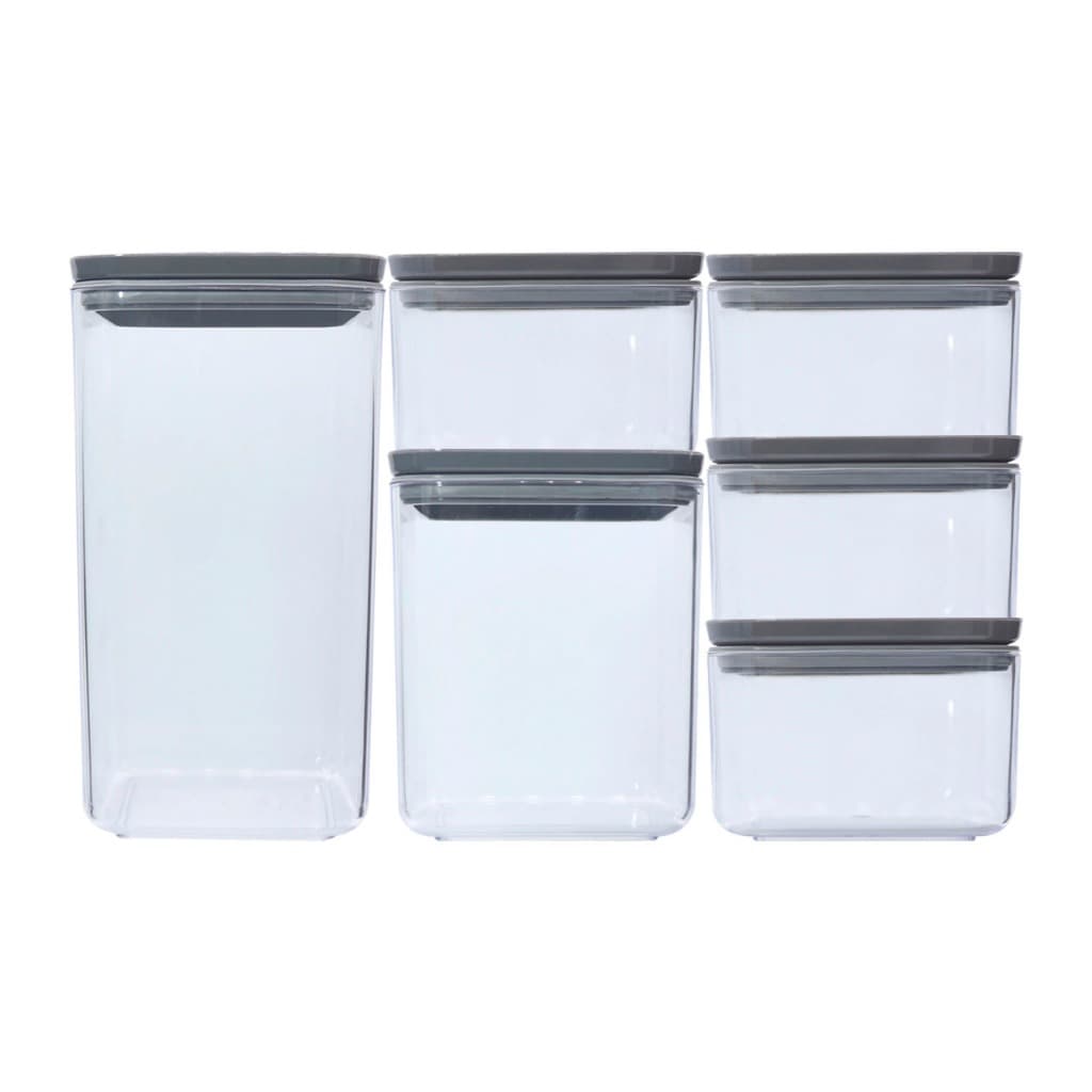 Kit 6 Potes Herméticos Cristal Plasvale: 4 Potes de 500ml, 1 Pote de 1L e 1 Pote de 1,5L
