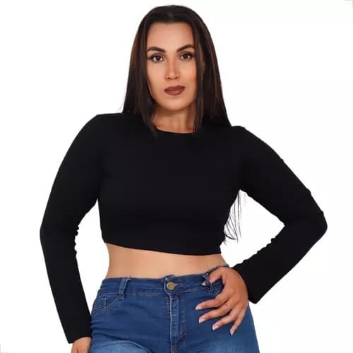 Cropped Feminino Ribana Manga Longa