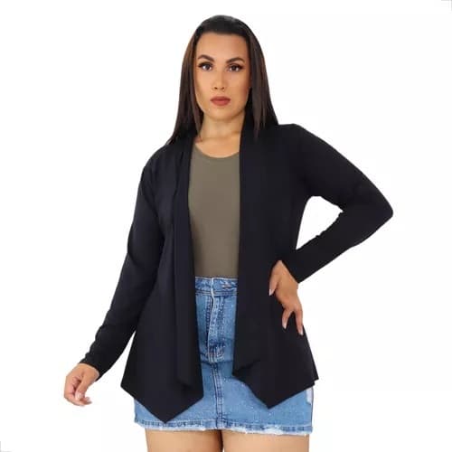 Cardigan Feminino Viscolycra Manga Longa Confortável Chic
