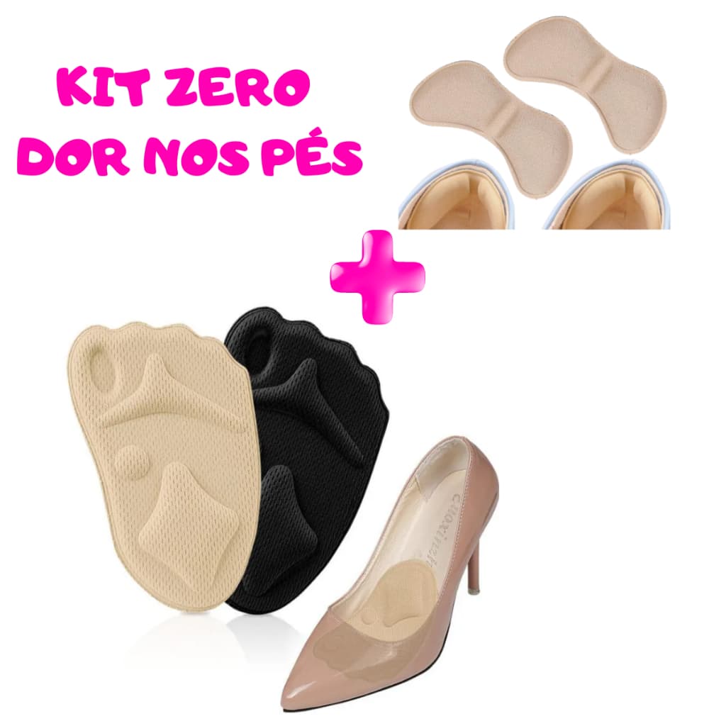 Kit Palmilha Zero Dor nos Pés Protetor de Calcanhar+Protetor Plantar Fascite