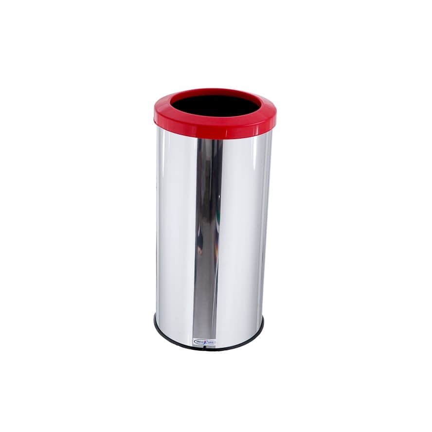 Lixeira Aco Inox 25 Litros Com Aro Esmaltado Para Lixo Reciclavel Cozinha Escritório Banheiro