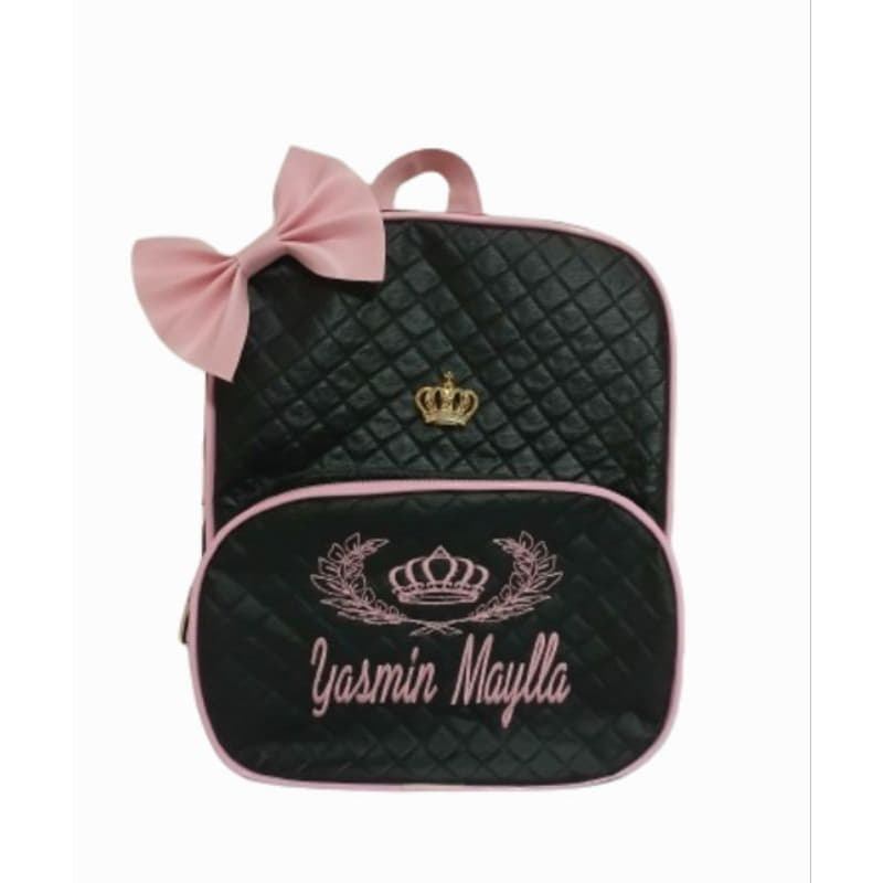 Mochila Personalizada Preta com Rosa