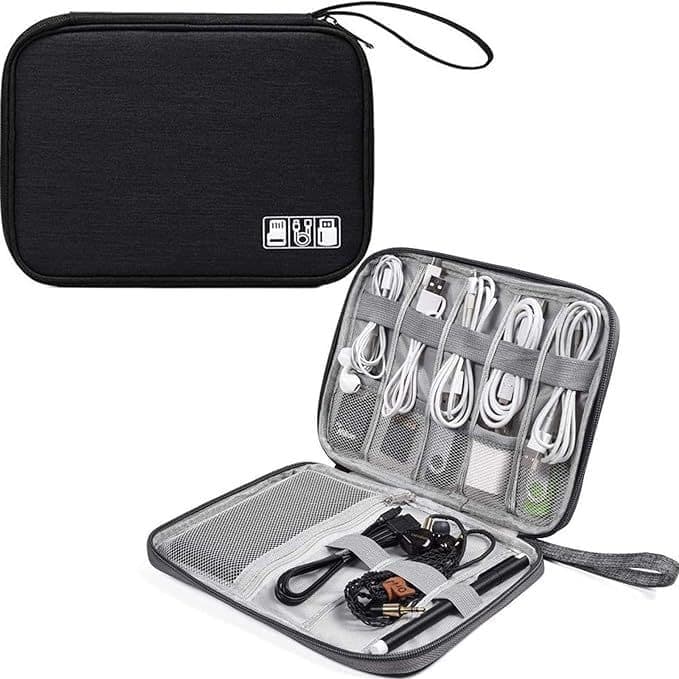 Necessaire organizador de cabos e eletrônicos, acessórios, impermeável, acessórios cabos, carregador