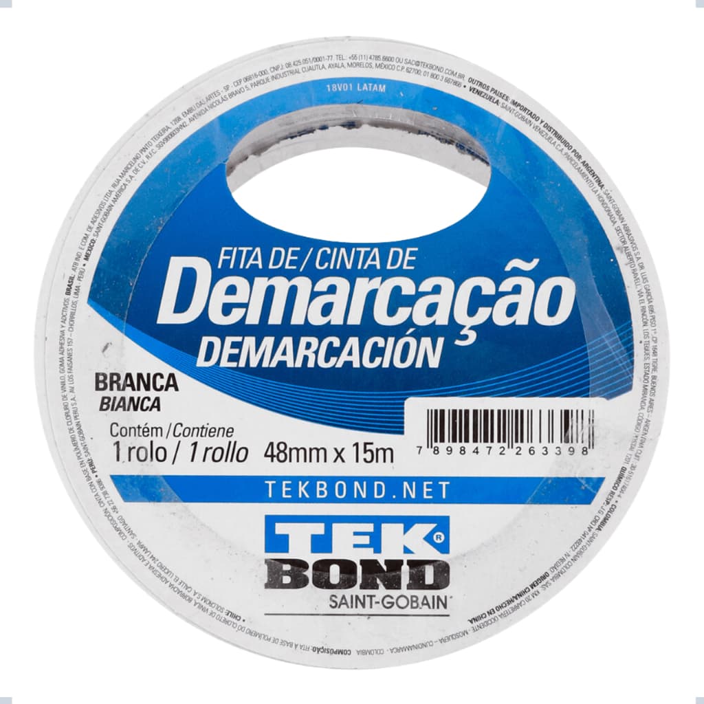 Fita Adesiva para Demarcação e Sinalização Branca Tek Bond