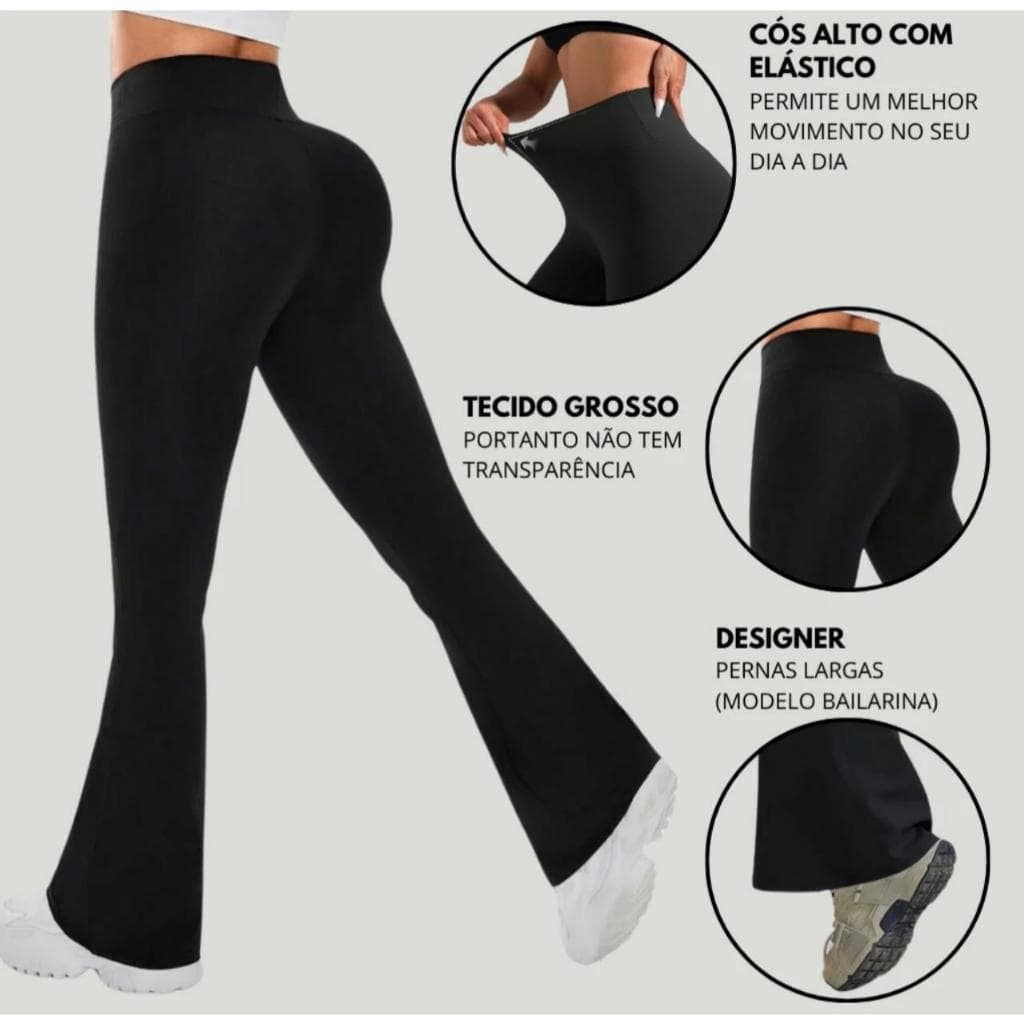 CALÇA FLARE BAILARINA BOCA DE SINO LEGGING FEMININA CINTURA ALTA IDEAL PARA PILATES ACADEMIA GINASTIA NO SEU DIA A DIA