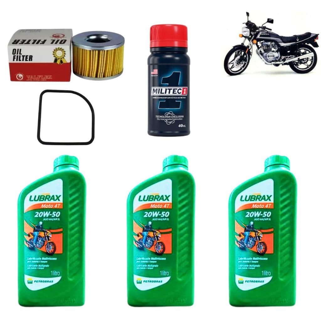 Kit Troca Óleo Lubrax 20w50 Honda Cb 400/450 +militec 1 40ml
