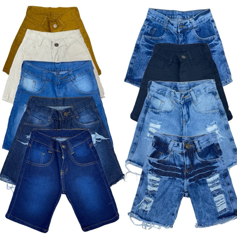 Kit 5  Short Jeans Menino Infantil Modelos Variadas S.M
