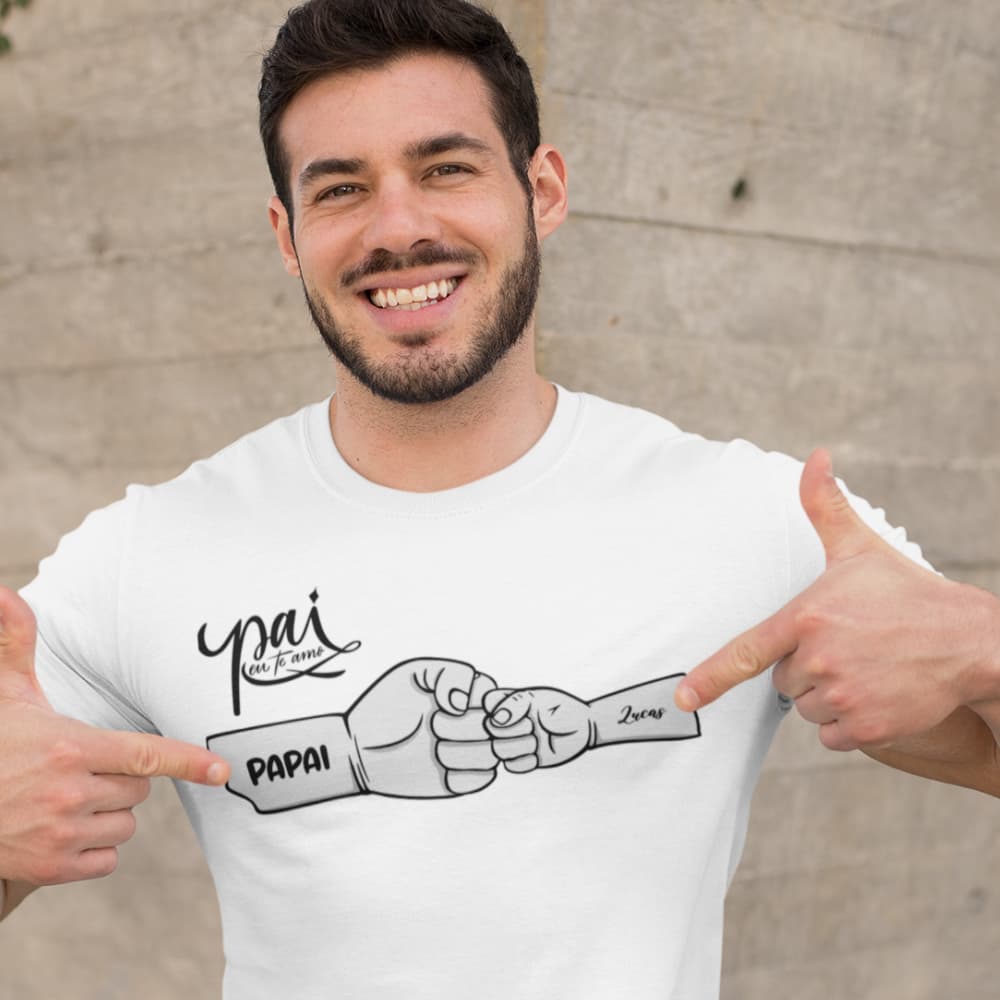 Camisa Camiseta Dia dos Pais Mãos Dadas Pai e Filho COM NOME PERSONALIZADO