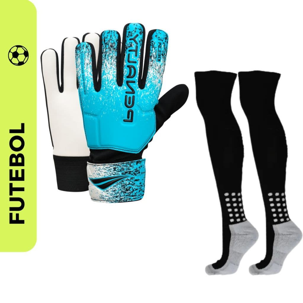 Kit Luva Goleiro Infantil Adulto e Meião Futebol Penalty Meia de Futebol