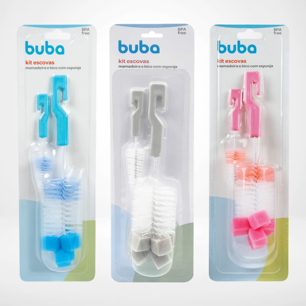 Escova para Mamadeira Bico e Garrafa com Esponja - Buba