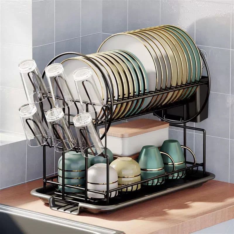 Escorredor De Louça Pratos e Talheres Metal E Plastico para Cozinha
