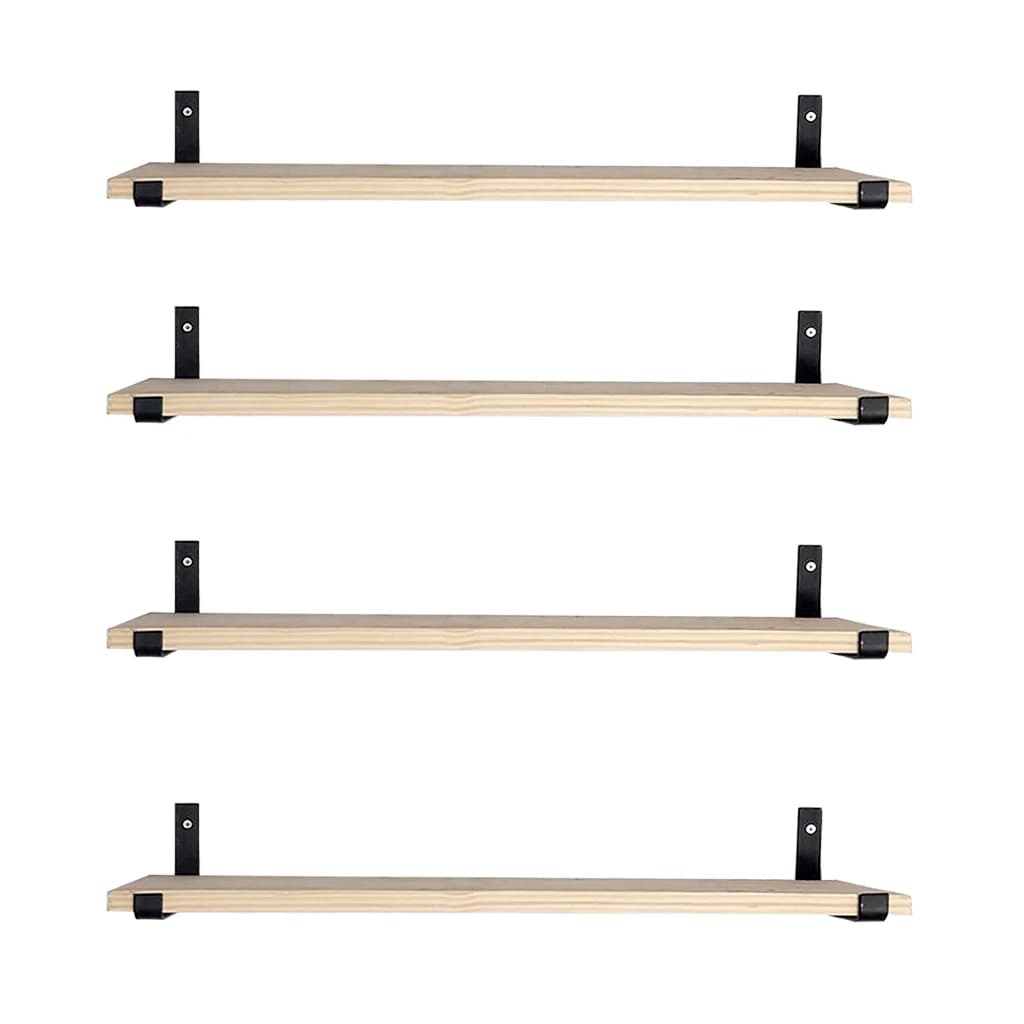 Kit 4 Prateleiras de madeira estilo industrial Com Mão francesa de ferro invertida Nicho Decoração rustica