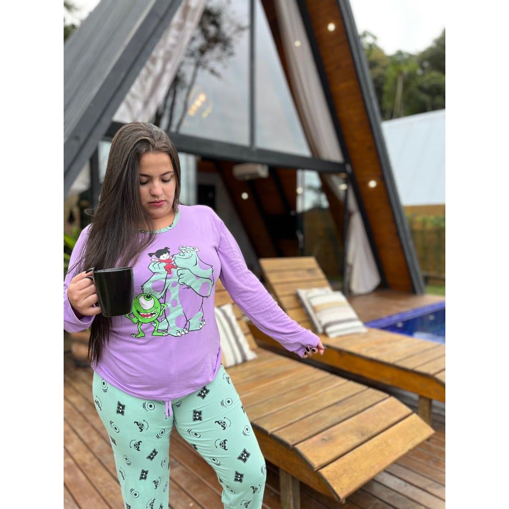 Pijama de Inverno Monstros SA Adulto Feminino confortável