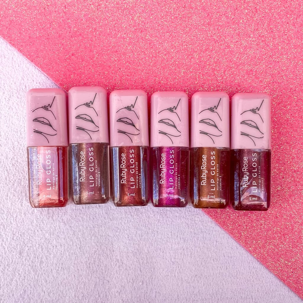 Gloss Labial Ruby Rose com brilho efeito espelhado