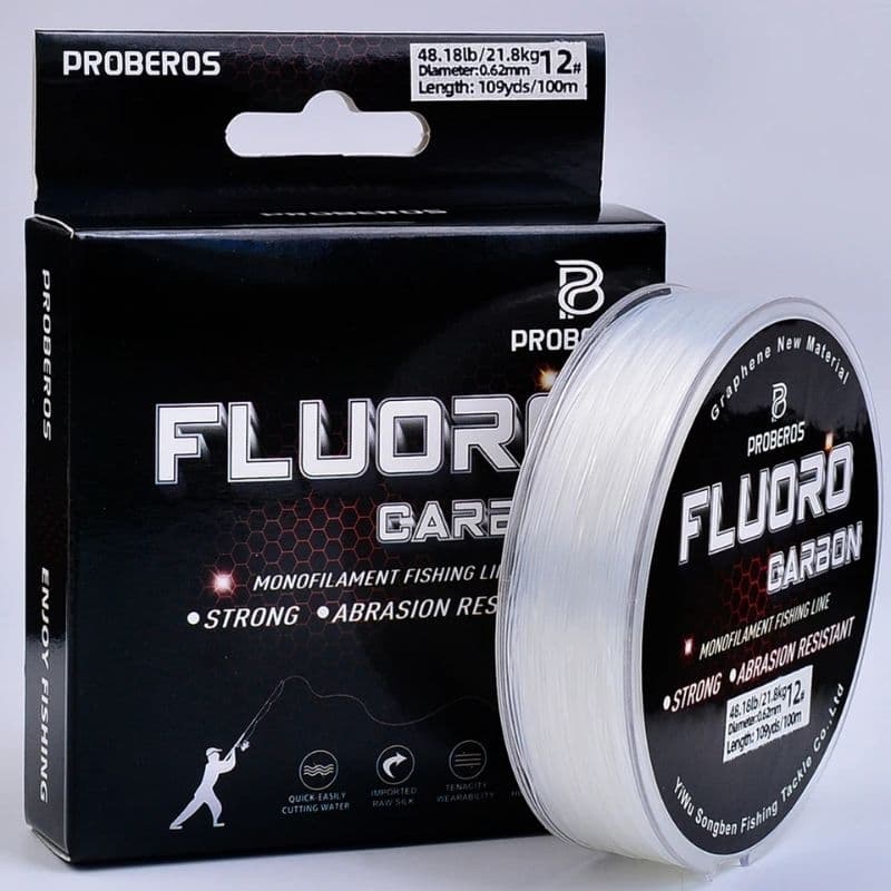 Linha de Pesca Monofilamento revestida com fluorcarbono, mais resistente, baixa memória, líder. 100mts