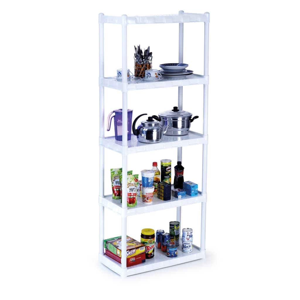 Estante Nápoles Branca Plástico Modular com 5 Prateleiras Agraplast Cod. 873 (COM PEZINHOS)