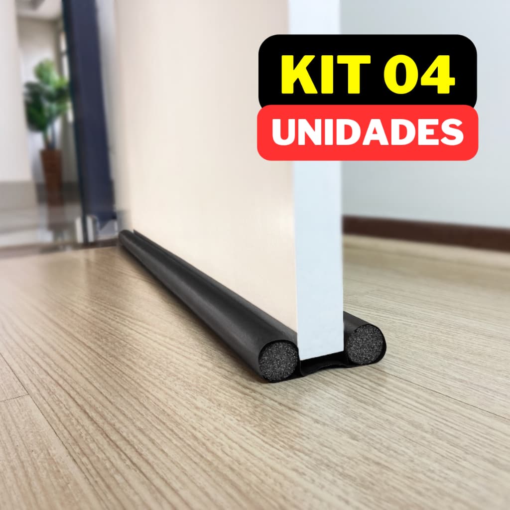 Kit 04 Veda Porta Pó Rolinho 80cm Protetor Impermeável Ajustável Vedação Proteção Contra Insetos