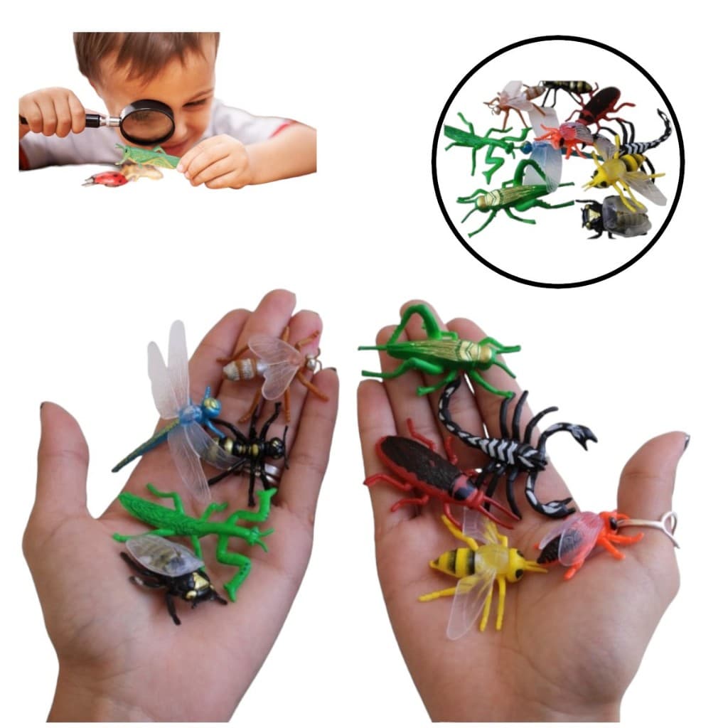 Miniaturas De Inseto Brinquedo Realista Plástico Vida Animal 10 Peças Infantil Maquete Escola