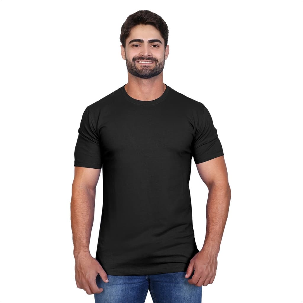 Camiseta Masculina Preta e Branca Lisa Básica De Algodão 30.1 costura ombro a ombro Saida de Fabrica gola ribana