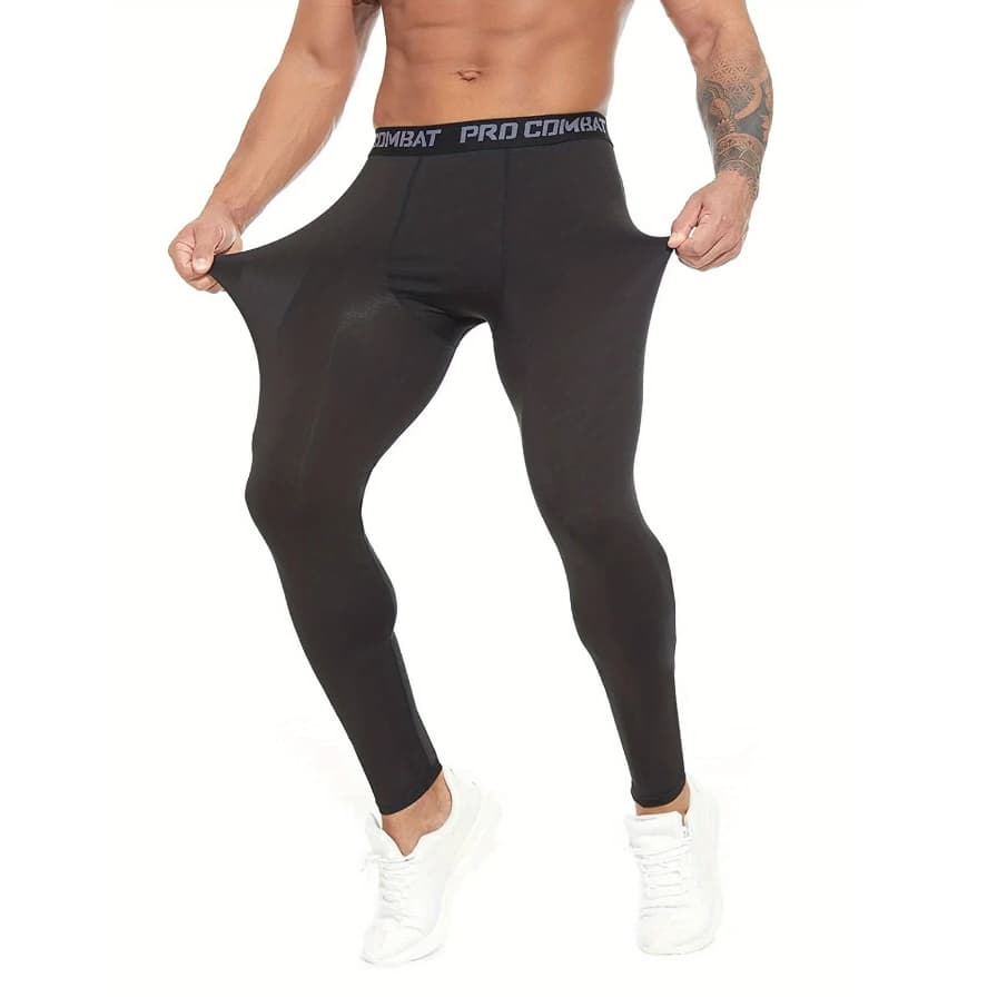 Calça de compressão de alto desempenho para homens, ideal para esportes ao ar livre, tamanhos.