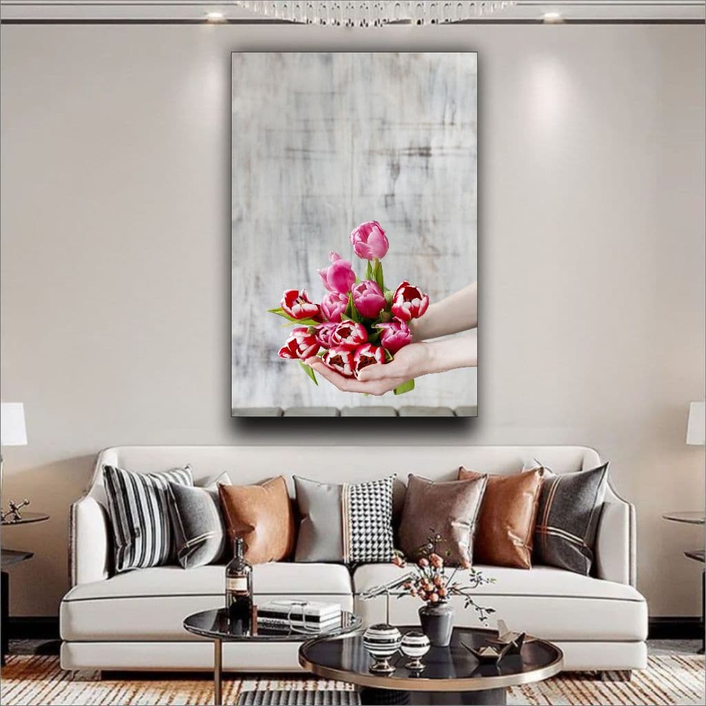 Quadro Decorativo Flor Tulipa Rosas Delicado Casa Escritório 1 pç