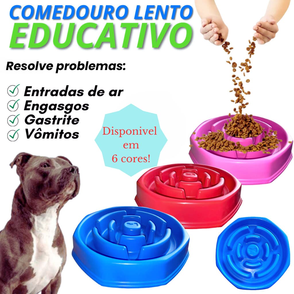 Comedouro Grande  Lento Educador Pet Interativo para cães e gatos antiobesidade - light