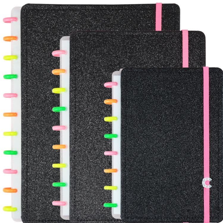 Caderno Let's Glitter Neon Black CADERNO INTELIGENTE