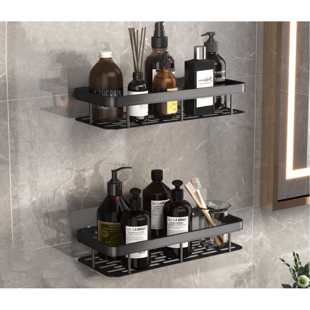 KIT  Suporte Porta Shampoo de Banheiro Prateleira Organizador Sem Furo Com Adesivo Box