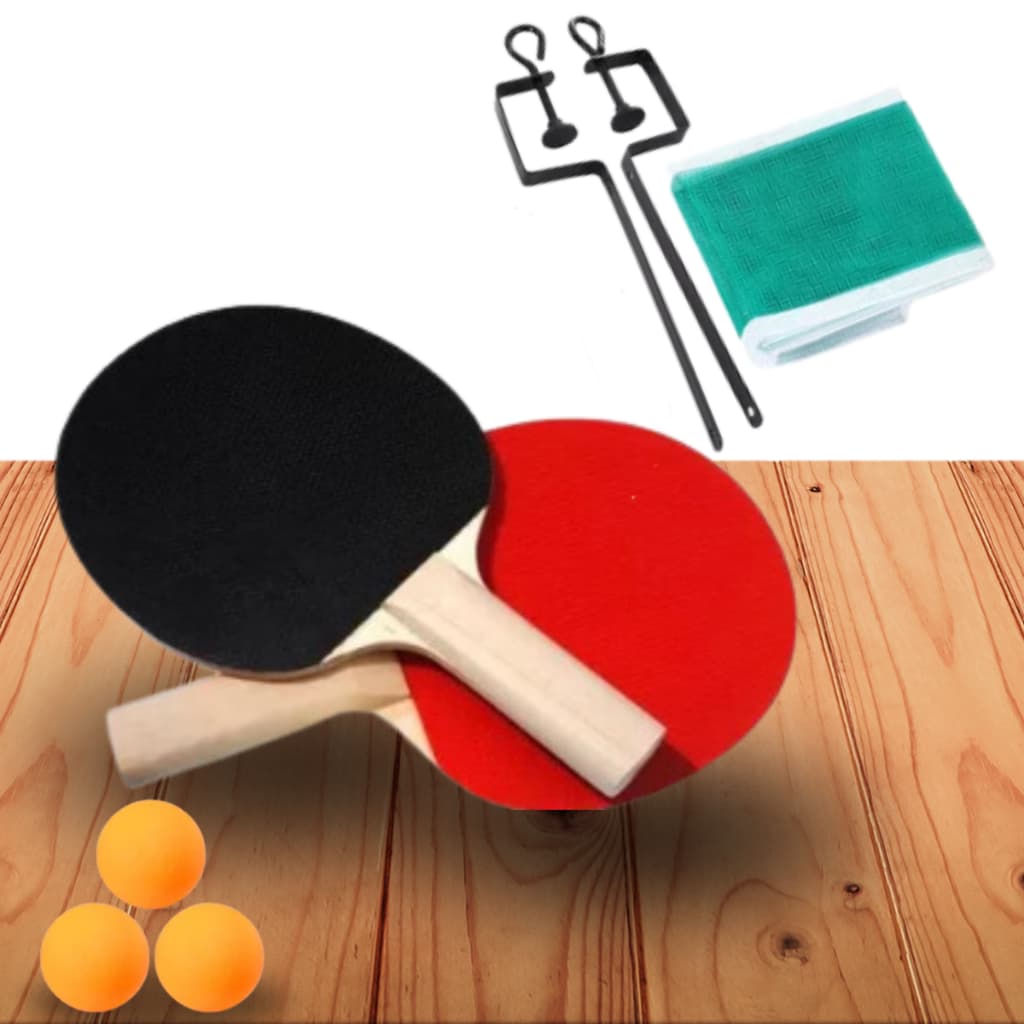 Kit Ping Pong Mesa 2 Raquetes 3 Bolinhas Bola Rede Tênis  Portátil Diversão Garantida