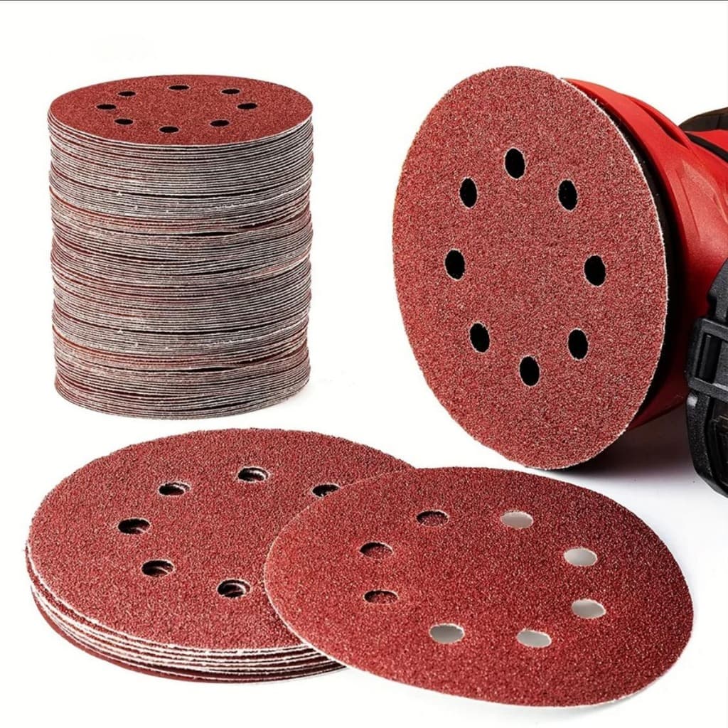 Kit 10 Disco Lixa Velcro 125mm Com Furos Lixadeira Roto Orbital para Ferro, Metal, Madeira e Massa