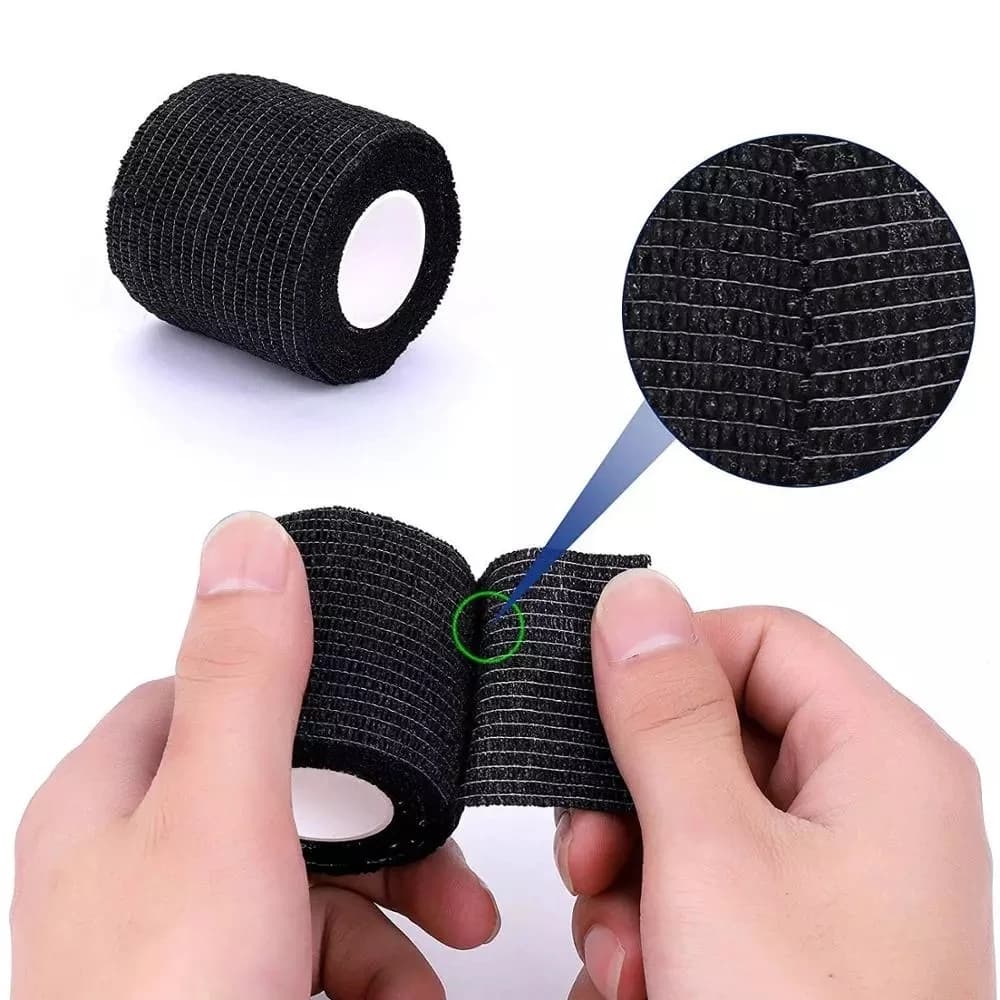 Bandagem Preta Elastica Auto Aderente Abrasiva Micropgmentação Fita Encapar Grip Bico Biqueira