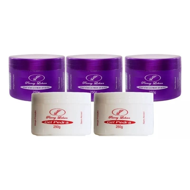 Gel Para Cabelo Pierry Lohan Kit 3 cera 2 pedra de 250g cada