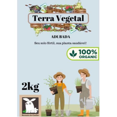 Terra Vegetal Adubada Orgânica 02 Kg - Recanto do Coelho