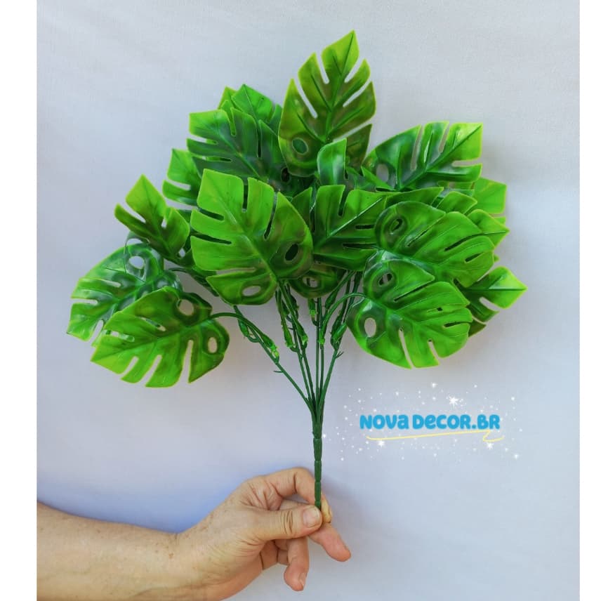 Matinho Artificial de Folhas Costela de Adão, Buquê de Planta Matinho Verde P/Arranjos, Decorar Festas mato e planta