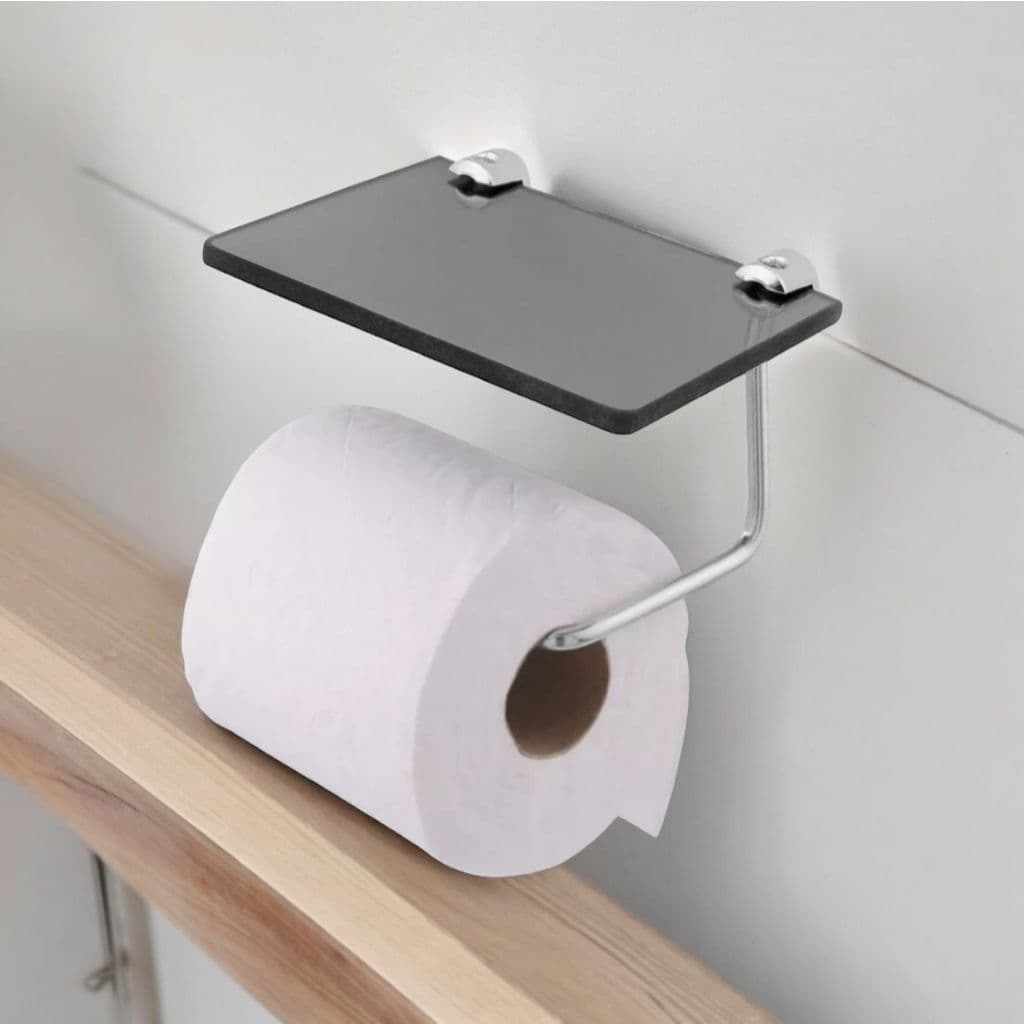 Porta Papel Higiênico para Banheiro Fumê Com Apoio Para Objetos Celular Decoração Aromatizantes