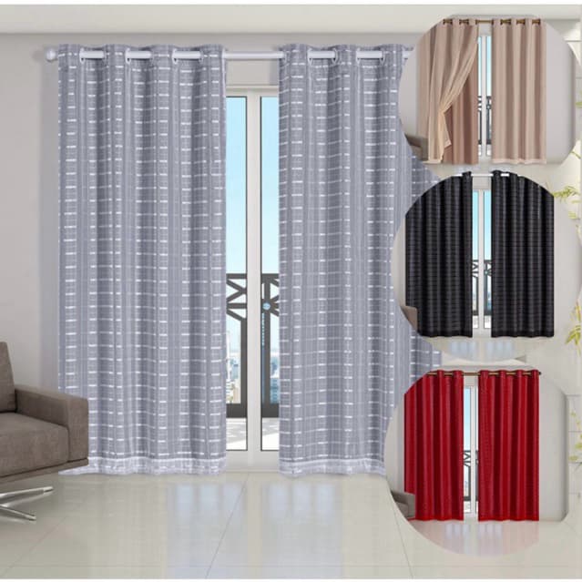 Cortina Blackout Blecaute c/ Voil 2,80m X 2,40m Para Sala Quarto Corta 100% a Luz